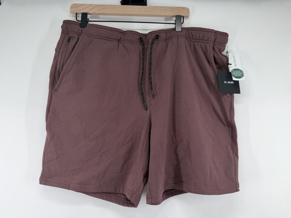 01. Algo Men's Dark Purple XL Clubhouse Fleece Panel Shorts NWT